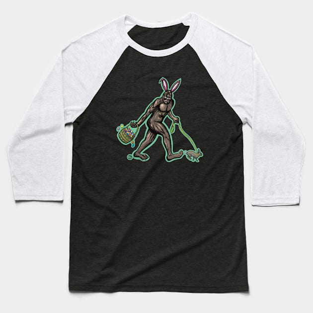 Easter Sasquatch Baseball T-Shirt by Art from the Blue Room